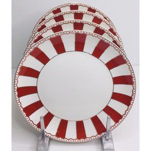 4 Salad Plates Grace Tea ware Red White Red Porcelain Christmas New